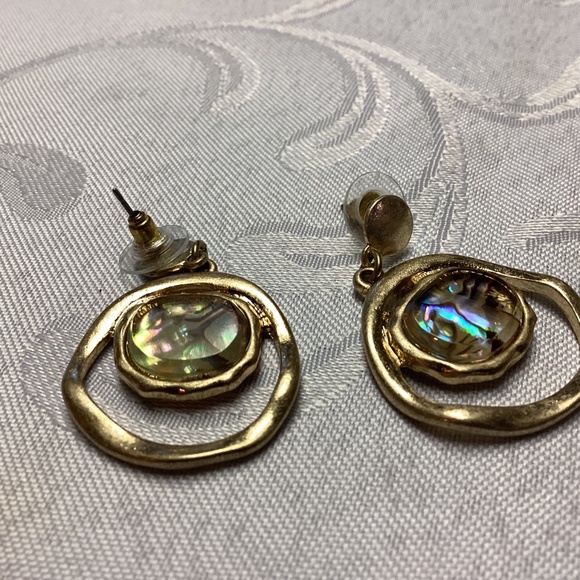 Drop dangle earrings untested sterling ??? ABALONE CENTERS. FUNKY DESIGN 💕 - Picture 2 of 7